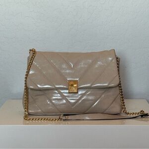 ALDO Rhiladia Quilted Crossbody Nude Patent Gold Chain